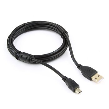 Кабель USB-miniB 1.8м Cablexpert золочёные контакты черный (200)
