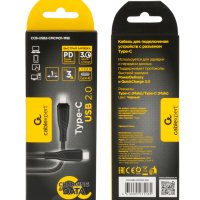 Кабель TypeC-TypeC 1м Cablexpert 3A 60Вт PD/QC3.0 медь черный коробка (1/200)