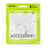 Кабель TypeC-TypeC 1м SmartBuy 100Вт 5А PD, QC белый пакет (1/40)