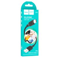 Кабель USB-TypeC 1м Hoco X90 3A силикон чёрный коробка (1/37/370)