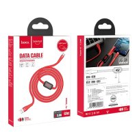 Кабель USB-TypeC 1.2м Hoco S4 3A, LCD-дисплей, таймер, плоский, красный, коробка (1/18/180)