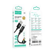 Кабель USB-TypeC 2м Hoco X89 3A нейлон чёрный коробка (1/42/420)