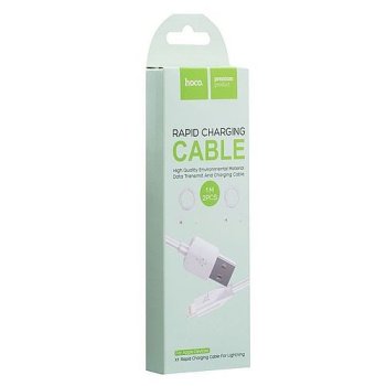 Кабель USB-iPhone8pin 1м Hoco X1 2.1A белый (2шт в упаковке) коробка (1/30/300)