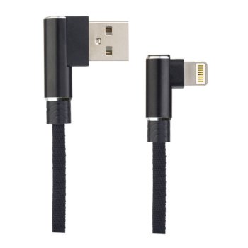 Кабель USB-iPhone8pin  1м Perfeo Premium угловые коннекторы черный коробка (1/30)
