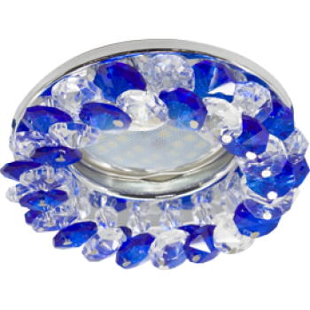 Светильник Ecola Light MR16 CD4141 GU5.3 встр. круглый с хрусталиками Прозрачный и Голубой/Хром 50x90