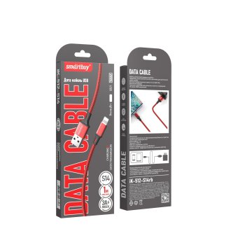 Кабель USB-iPhone8pin 1м SmartBuy S14 3A красный/чёрный коробка (1/50)
