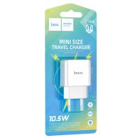 Адаптер 220В USB Hoco C106A 2.1A 10.5Вт белый (1/36/216)