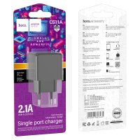 Адаптер 220В USB Hoco CS11A 2.1A 10.5Вт чёрный (1/28/168)