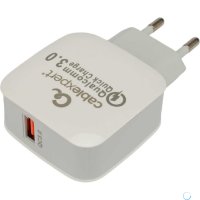 Адаптер 220В USB QC3.0 Cablexpert PC-40 3A, 18Вт, белый, пакет (1/200)