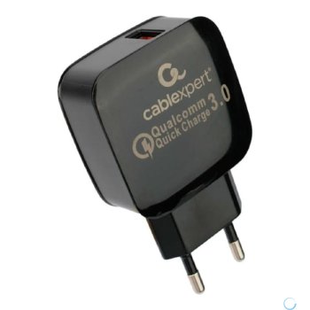 Адаптер 220В USB QC3.0 Cablexpert PC-41 3A, 18Вт, чёрный, пакет (1/200)