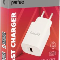 Адаптер 220В USB QC3.0 Perfeo 4659 3A 18Вт белый коробка (1/40)