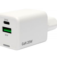 Адаптер 220В USB+TypeC QC4.0/PD Cablexpert PC-61 3A, 20Вт GaN, белый, пакет (1/132)