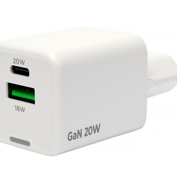 Адаптер 220В USB+TypeC QC4.0/PD Cablexpert PC-61 3A, 20Вт GaN, белый, пакет (1/132)