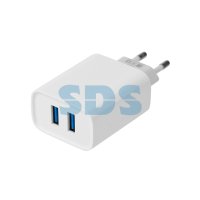 Адаптер 220В USBx2 Rexant 2.4A белый (200)