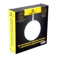 Зарядное устройство беспроводное горизонтальное Cablexpert PC-34, 15Вт, QI, MagSafe, кабель Type-C 1м, белый, коробка