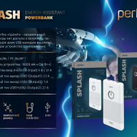 Мобильный аккумулятор (powerbank) 10000мАч Perfeo Splash 2*USB:2.1А белый (1/80)