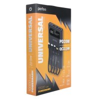 Мобильный аккумулятор (powerbank) 10000мАч Perfeo UNIVERSAL PD+QC 3.0/Type-C/2 USB/microUSB/iPhone/Выход: 3A, max 22.5W/LED чёрный (1/25)