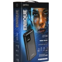 Мобильный аккумулятор (powerbank) 20000мАч Perfeo UNIQUE PD+QC 3.0/Type-C/2 USB/Выход: 5A, max 22.5W/LED-дисплей чёрный (1/10)