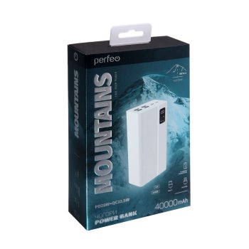 Мобильный аккумулятор (powerbank) 40000мАч Perfeo MOUNTAINS PD+QC 3.0/1 Type-C/4 USB/Выход: 3A, max 22,5W/LED белый (1/10)