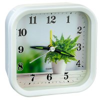 Будильник Perfeo квадратный "PF-TC-008", 9,5*9,5 см, белые