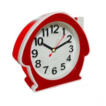 Будильник Рубин квадратный 11,7*10,5см Домик корпус красный кварцевый механизм (1/40)