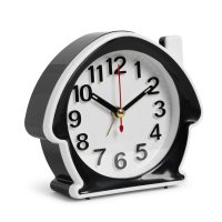 Будильник Рубин квадратный 11,7*10,5см Домик корпус черный с белым кварцевый механизм (1/40)