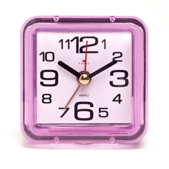 Будильник квадрат 7*7 Классика корпус розовый Рубин (1/40)