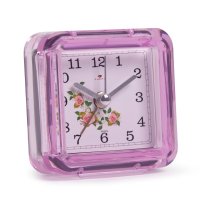 Будильник квадрат 7*7 Розочки корпус розовый Рубин (1/40)