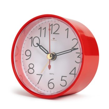 Будильник Рубин круглый 8*8*3,7см Классика корпус красный кварцевый механизм (1/40)
