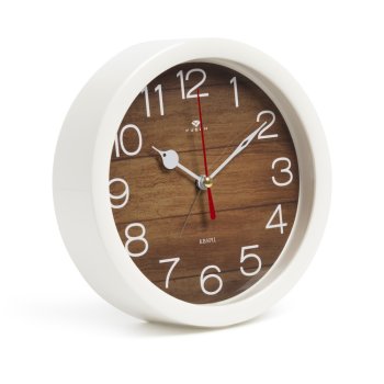 Будильник круг d15 Дерево корпус белый Рубин (1/20)