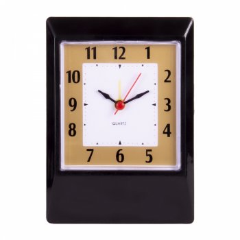 Будильник Рубин квадрат 14*10см Классика корпус черный (1/20)