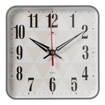 Часы настенные квадрат пластик 19*19 Геометрия корпус серый Рубин (1/10)