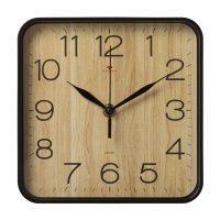 Часы настенные квадрат пластик 19*19 Дерево корпус черный (1/10)