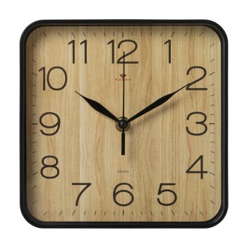 Часы настенные квадрат пластик 19*19 Дерево корпус черный (1/10)