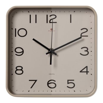 Часы настенные квадрат пластик 19*19 Классика корпус бежево-серый Рубин (1/10)