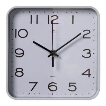 Часы настенные квадрат пластик 19*19 Классика корпус серый Рубин (1/10)