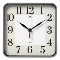 Часы настенные квадрат пластик 19*19 Классика корпус серый Рубин (1/10)