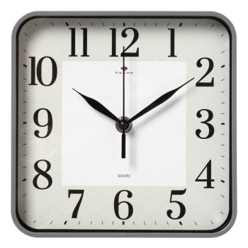 Часы настенные квадрат пластик 19*19 Классика корпус серый Рубин (1/10)