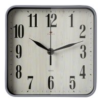 Часы настенные квадрат пластик 19*19 Эко корпус серый Рубин (1/10)