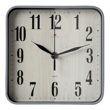 Часы настенные квадрат пластик 19*19 Эко корпус серый Рубин (1/10)