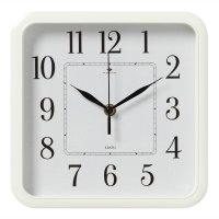 Часы настенные квадрат пластик 22*22 Классика корпус белый Рубин (1/10)