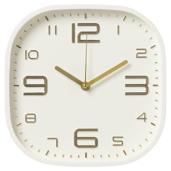 Часы настенные квадрат пластик 25*25 Классика корпус белый+золото Рубин (1/10)