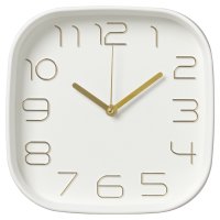 Часы настенные квадрат пластик 25*25 Классика корпус белый+золото Рубин (1/10)
