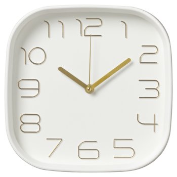 Часы настенные квадрат пластик 25*25 Классика корпус белый+золото Рубин (1/10)