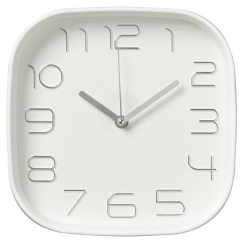 Часы настенные квадрат пластик 25*25 Классика корпус белый+серебро Рубин (1/10)