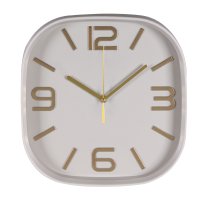 Часы настенные квадрат пластик 29,5*29,5 Классика корпус серо-бежевый Рубин (1/10)