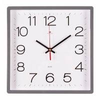 Часы настенные квадрат пластик 30*30 Классика корпус серый Рубин (1/10)