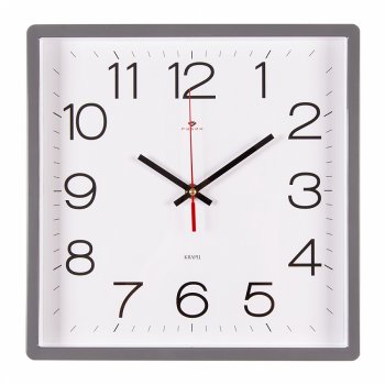 Часы настенные квадрат пластик 30*30 Классика корпус серый Рубин (1/10)