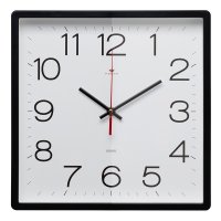 Часы настенные квадрат пластик 30*30 Классика корпус чёрный Рубин (1/10)
