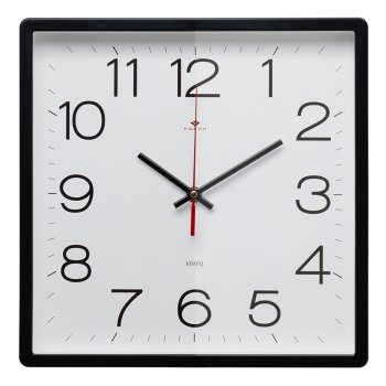Часы настенные квадрат пластик 30*30 Классика корпус чёрный Рубин (1/10)